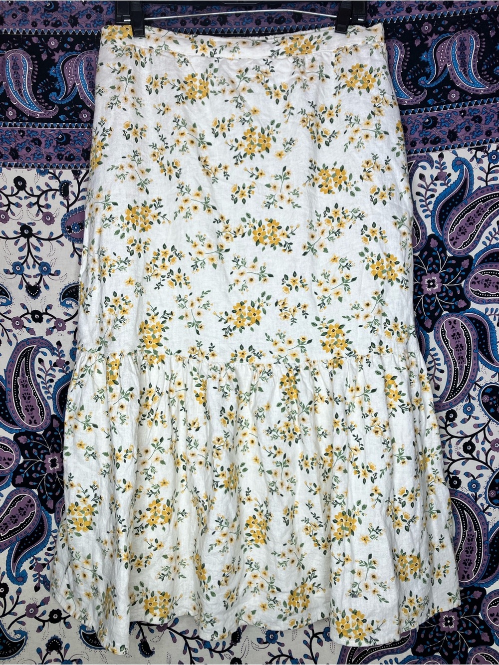 Joie linen floral maxi skirt L Cottagecore